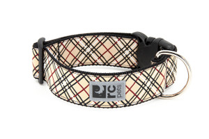 Wide Clip Collar - Tan Tartan